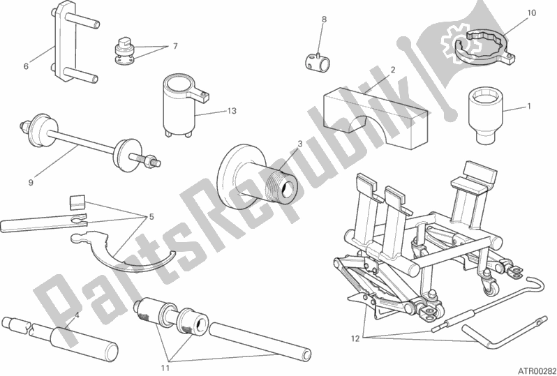 Alle onderdelen voor de 01b - Werkplaatsgereedschap van de Ducati Multistrada 1200 S Touring D-air 2014